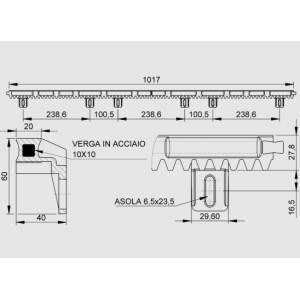 CREMAGLIERA NYLON CON ATTACCHI INFERIORI MOD. MEDI