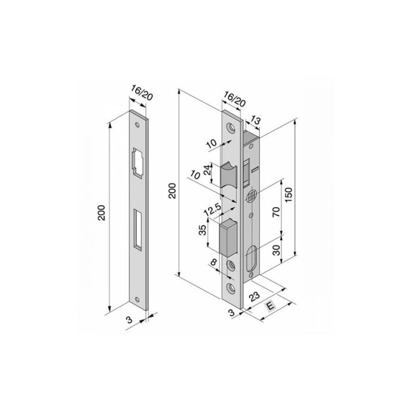 SERRATURA MONTANTI ALLUMINIO INFILARE WELKA