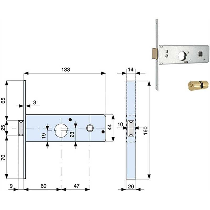 SERRATURA INFILARE CON MANDATA MG 801602
