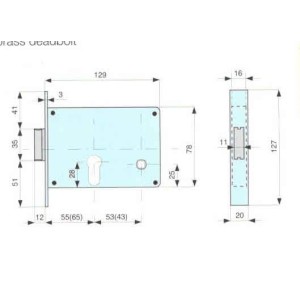 SERRATURA DA INFILARE PER FASCE MG 312650 E.55mm